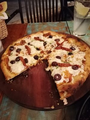 Pizza at Layla Restaurant Plants & Mushrooms in Puerto Morelos