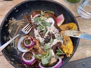 Mushroom empanadas in molé sauce   at Rústica in San Miguel De Allende