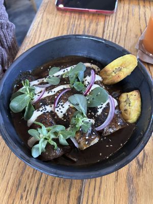 Enchiladas de mole  at Rústica in San Miguel De Allende