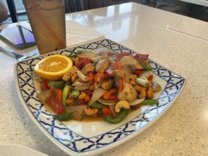 Dish with vegan Chicken substitute   at Tom Yum in Surprise