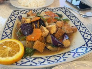 Spicy Eggplant with fried tofu   at Tom Yum in Surprise