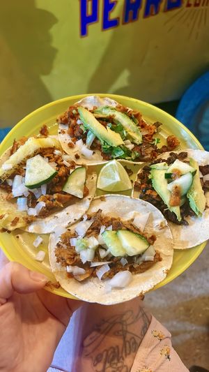 mixed plate of tacos  at Perro No Come Perro in Tulum