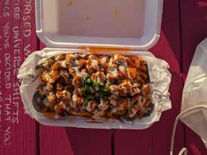 I went again the next day and this is a photo of the same buffalo waffle fries during the day. 💜 at Houstatlantavegan in Houston
