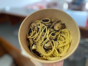 Vegan mushroom pasta at The Raw Kitchen Malaysia in Kuching