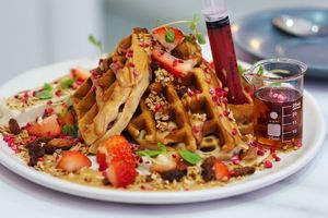 Plant based and jelly waffles at Grams in Edinburgh