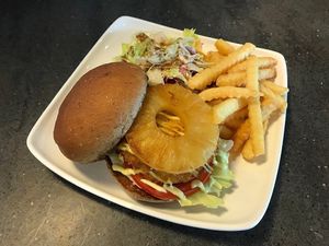 Veggie Burger at Hong Kong Adventist Hospital Cafeteria in New Territories