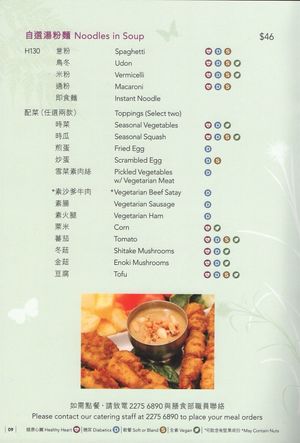 Menu at Hong Kong Adventist Hospital Cafeteria in New Territories