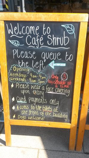 Important info (covid) at Café Shrub in Blaydon