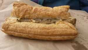 Vegan sausage roll at Café Shrub in Blaydon