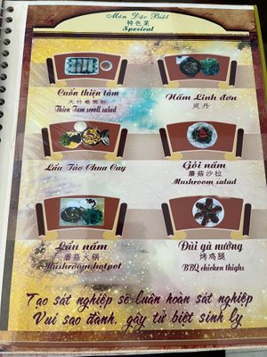 Menu  at Thien Tam in Lao Cai