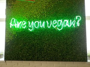 Neon sign inside at Organic Life in Chisinau