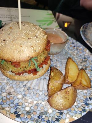 Falafel burger at Organic Life in Chisinau