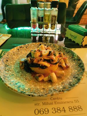 Mushroom polenta at Organic Life in Chisinau