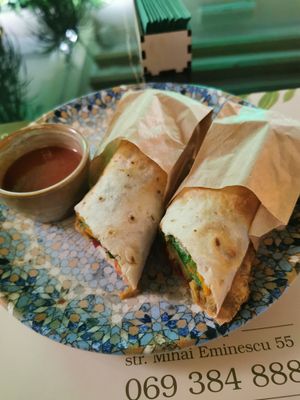 Quesadillas with vegetables and silk tofu at Organic Life in Chisinau