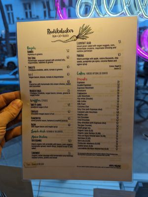 Menu english at Radikalecker in Berlin