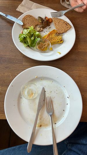 Chickpea Omelette and already eaten (sorry!) Tofu Scramble - it was so good - I’ve forgotten the photo 😋  at Radikalecker in Berlin