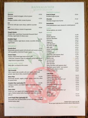 English menu at Radikalecker at Radikalecker in Berlin