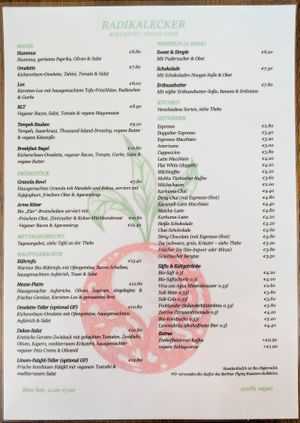 German menu at Radikalecker at Radikalecker in Berlin