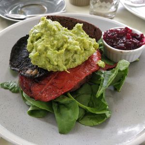 Black bean patty stack at Ti Tree Cafe in Waihi