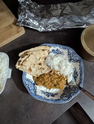 Baingan Bharta with roti at Kabab & Curry in Canton