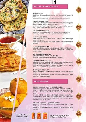 Naan, bread options at Indian Tadka in Quito