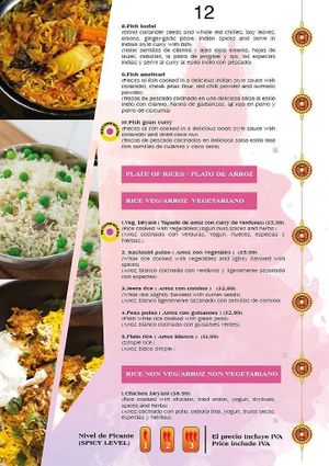 Vegetarian rice options at Indian Tadka in Quito