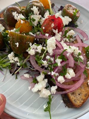 Toasted Sourdough with Roasted tomato, pickled onion & Vfeta at Roots Cafe & Deli in Dolphin Coast