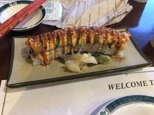 Fireball sushi roll   at Veggie Heaven in Teaneck