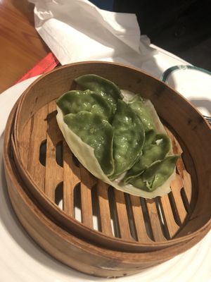 A13 steamed spinach dumpling  at Veggie Heaven in Teaneck