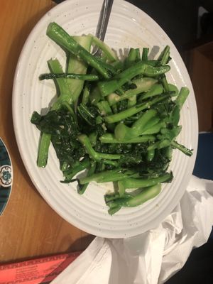 Chinese broccoli 唐芥蘭 with white sauce   at Veggie Heaven in Teaneck