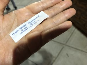 Fortune cookie  at Veggie Heaven in Teaneck