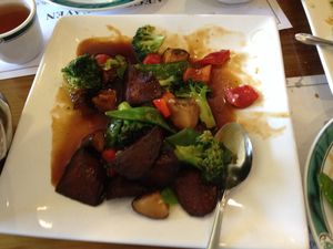 Mongolia veggie beef! Mmm, tasty! at Veggie Heaven in Teaneck