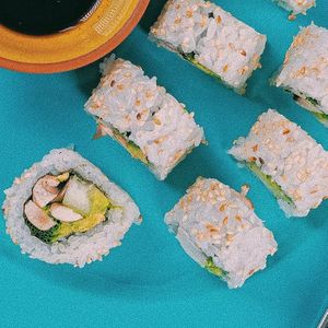 Cali maki at Veggie Koi Sushi in Mexico City