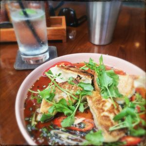 Vegan gyoza   at The Black Box Provisions & Restaurant Naga in Kuta