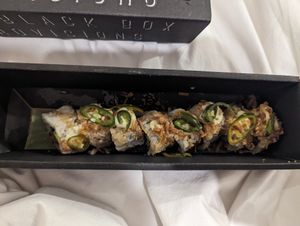 Vegan prawn tempura at The Black Box Provisions & Restaurant Naga in Kuta