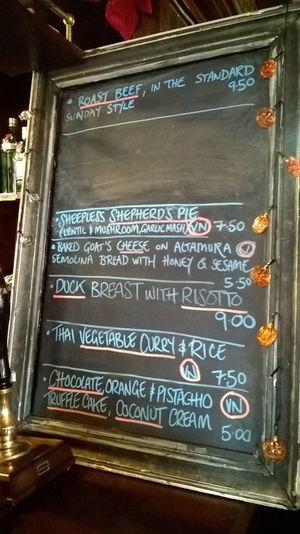 Ever changing specials menu with vegan options at Rutland Arms in Sheffield