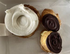 Cinnamon bun and cream puffs  at Hollycake House in East Rochester