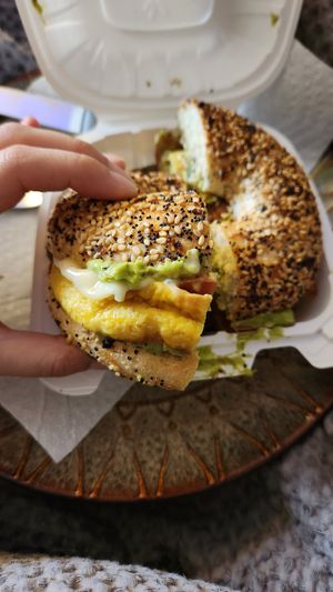 Takeout - The Venetian Breakfast Sandwich with avocado spread instead of pesto 😍 #Veganuary at Hollycake House in East Rochester