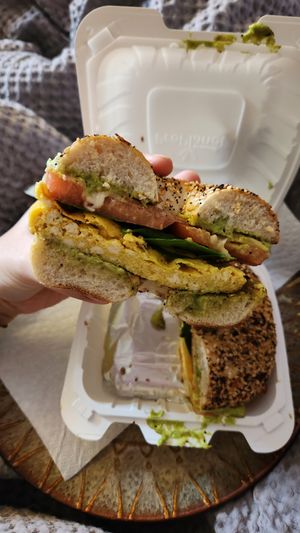 Takeout - The Venetian Breakfast Sandwich with avocado spread instead of pesto 😍 #Veganuary at Hollycake House in East Rochester