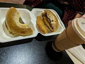 San Crancisco on plain bagel with traditional mocha at Hollycake House in East Rochester