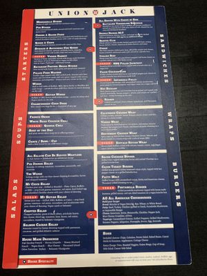 Menu 1  at Union Jack Pub in Westfield