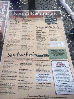 Menu!  at Keuka in Penn Yan