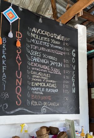 Breakfast menu  at Veggie Veggie in Puerto Morelos