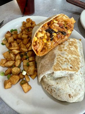 Bruncherito with breakfast potatoes  at Cafe Olympic in Crystal Lake