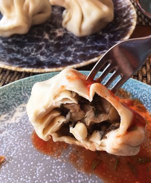 Inner world of mushroom khinkali, a lot of filling! at Dom Vkusa Sharden in Tula