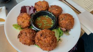 fish cakes  at Aunts et Uncles in Brooklyn