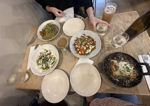 Inna Double Bowl (top), Tivoli Taco (bottom left), Fruit of Heirloom Lasagne (bottom right)  at Aunts et Uncles in Brooklyn