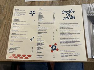 Menu  at Aunts et Uncles in Brooklyn