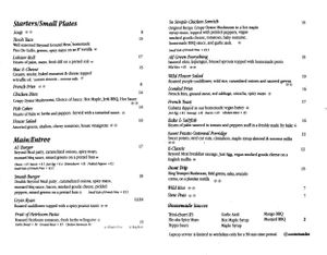 Food menu at Aunts et Uncles in Brooklyn