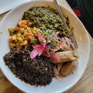 "Ital is vital" plate at Aunts et Uncles in Brooklyn